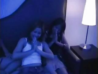 Three cute Vietnamese sluts love to suck his boner