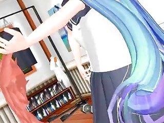 Funny hentai Vocaloid striptease with Miku