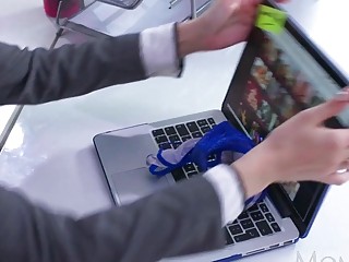 Good looking office MILF gets dicked by a young dweeb