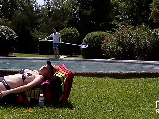 Redhead with big tits loves his boner