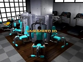 Animated 3D busty babe fucked hard at the gym