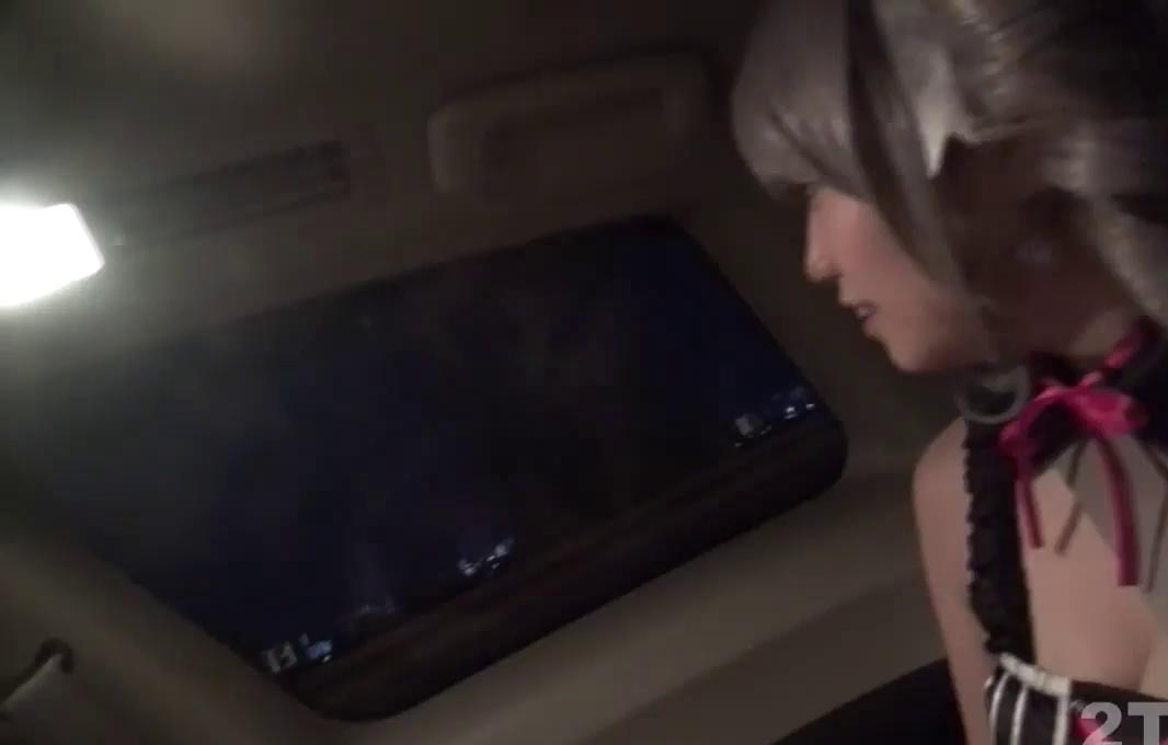 Cute Asian cosplay beauty masturbating in the car