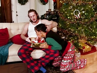 Two hot teens pleasure a dick in the box