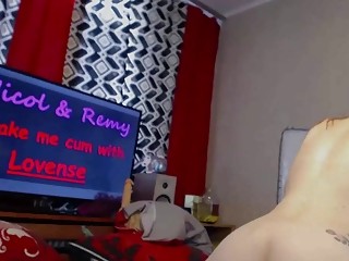 Tattooed amateur in stockings makes a homemade video while fucking