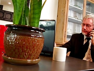 Alisha Adams and Jessi Grey fuck perverted older man together