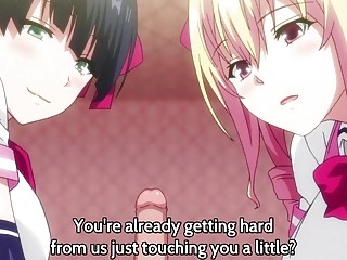 Two hentai girls fuck in a threesome in nasty cartoons