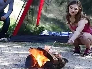Gorgeous teen gets naked and fucks rough and hardcore outside
